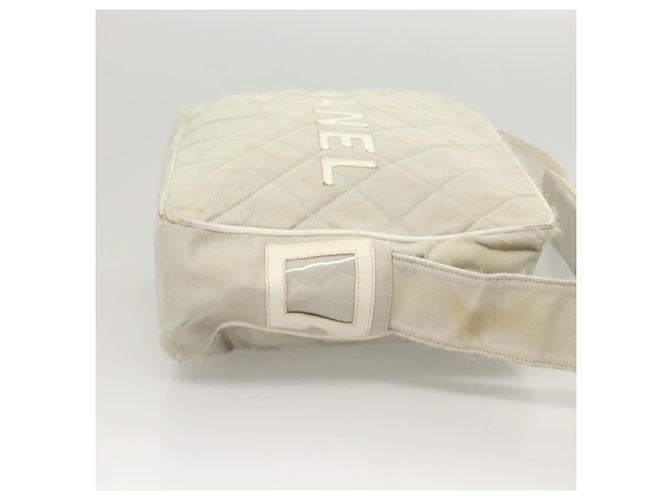 Borsa a spalla CHANEL in tela grigia argento CC Auth mr1301 Marrone - vista 4