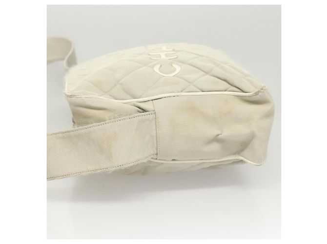 Borsa a spalla CHANEL in tela grigia argento CC Auth mr1301 Marrone - vista 5
