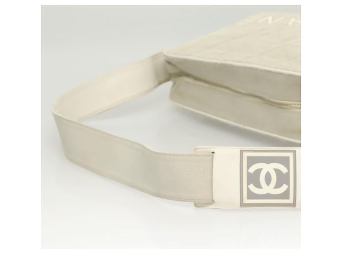 Borsa a spalla CHANEL in tela grigia argento CC Auth mr1301 Marrone - vista 7