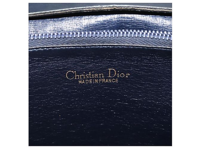 Borsa a spalla in tela Trotter Christian Dior blu navy oro Auth BA1988 - vista 16