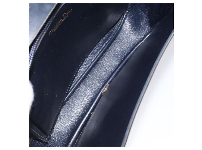 Borsa a spalla in tela Trotter Christian Dior blu navy oro Auth BA1988 - vista 17