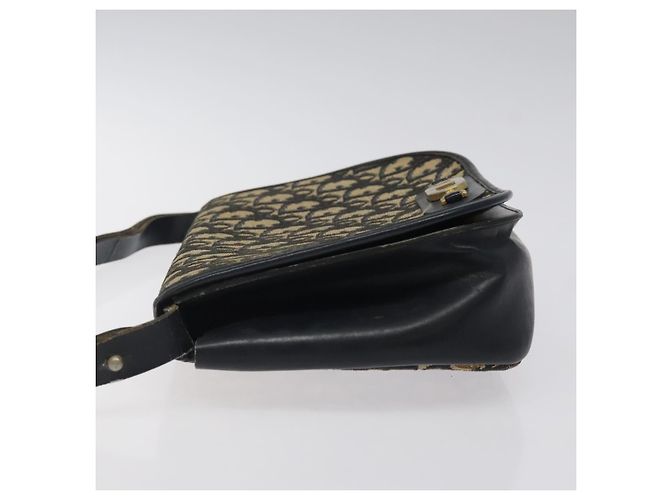 Borsa a spalla in tela Trotter Christian Dior blu navy oro Auth BA1988 - vista 5