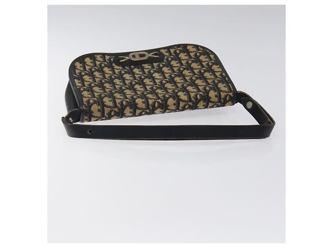 Borsa a spalla in tela Trotter Christian Dior blu navy oro Auth BA1988 - vista 7