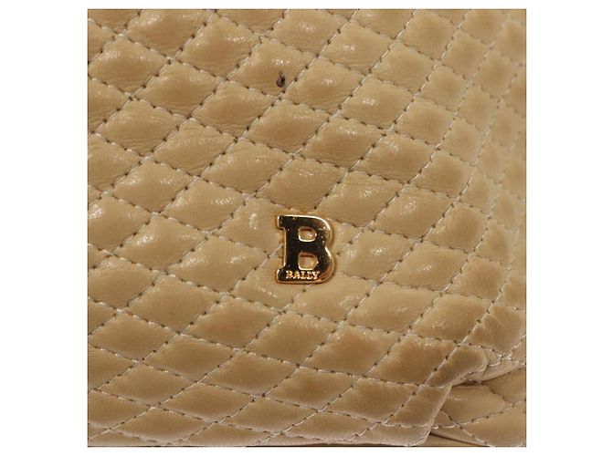 BALLY Borsa a Spalla in Pelle Trapuntata con Catena Beige Oro Auth BA1743 D'oro - vista 14