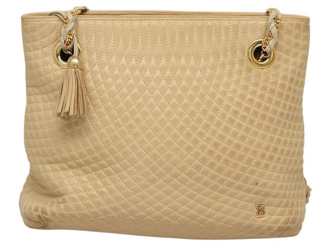 BALLY Borsa a Spalla in Pelle Trapuntata con Catena Beige Oro Auth BA1743 D'oro - vista 2