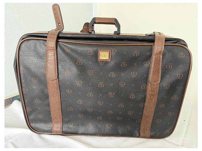 Valigia Christian Dior in pelle marrone - vista 2