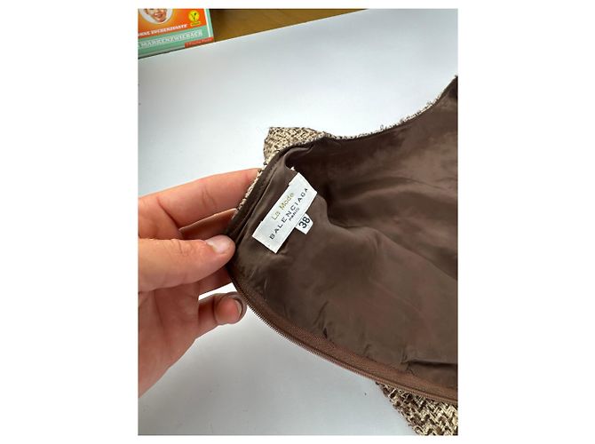 Vintage Balenciaga Wollkleid M Braun - Ansicht 6