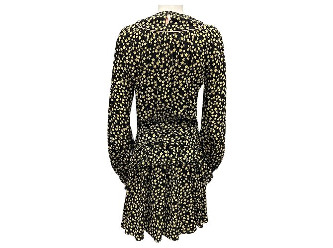 No 21 Vestido de seda estampado com estrelas preto / amarelo 2018 n° 21 - vista 3