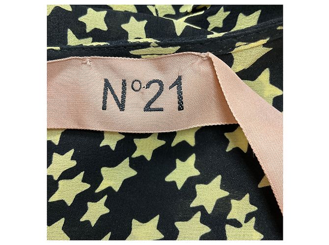 No 21 Vestido de seda estampado com estrelas preto / amarelo 2018 n° 21 - vista 4
