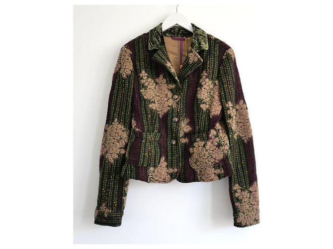 Etro Herbst 2004 Wolle Blumen Brokat Blazer Jacke Mehrfarben - Ansicht 2