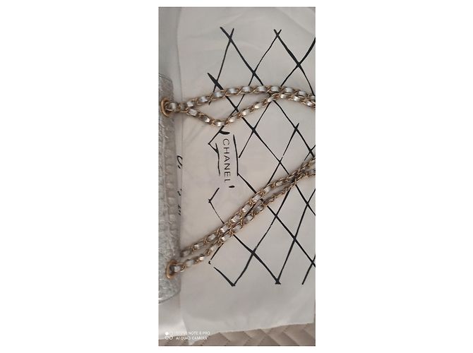 Chanel Borsa a flap classica pelliccia metallizzata argento Metallico - vista 7