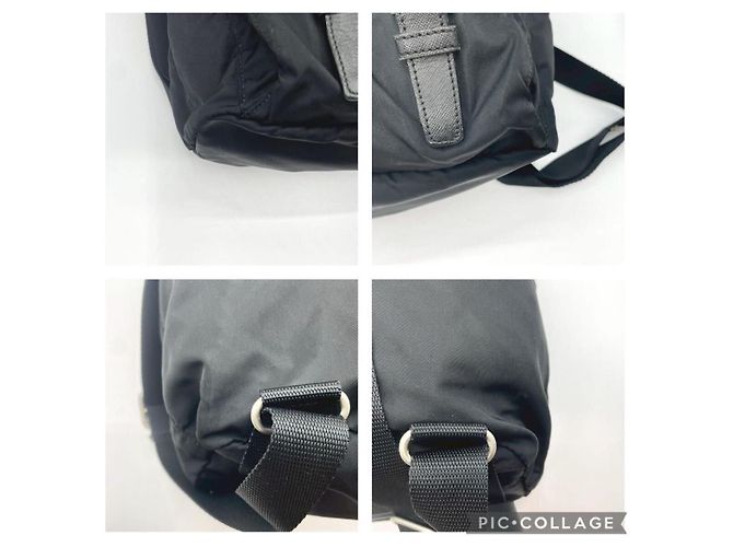 Zaino in nylon nero PRADA con logo a triangolo e doppie tasche frontali – BELLEZZA VINTAGE - vista 7