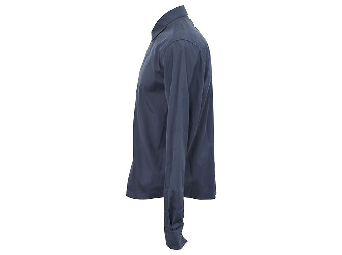 Hermès Zip-Up-Shirt aus navyblauer Baumwolle Marineblau - Ansicht 2
