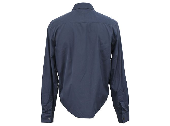 Hermès Zip-Up-Shirt aus navyblauer Baumwolle Marineblau - Ansicht 3