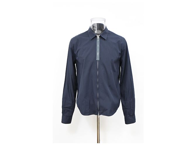 Hermès Zip-Up-Shirt aus navyblauer Baumwolle Marineblau - Ansicht 6