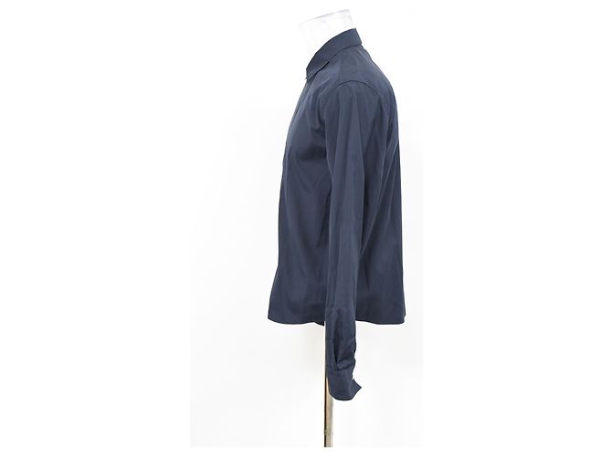 Hermès Zip-Up-Shirt aus navyblauer Baumwolle Marineblau - Ansicht 7