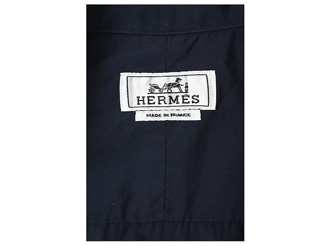 Hermès Zip-Up-Shirt aus navyblauer Baumwolle Marineblau - Ansicht 9