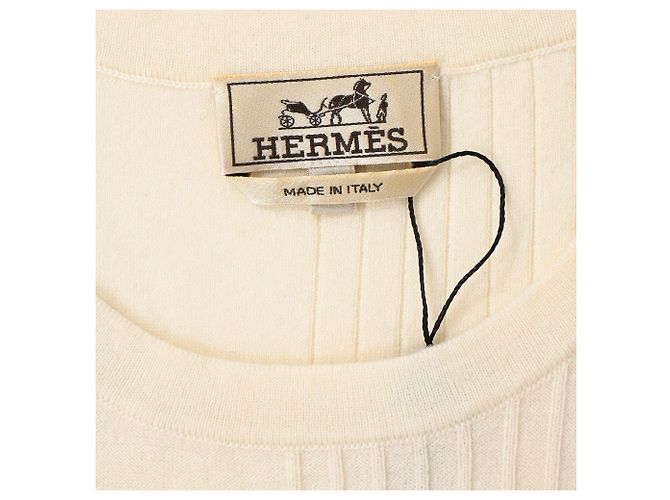 Kurzes Strickoberteil aus cremefarbener Baumwolle von Hermès Weiß Roh - Ansicht 4