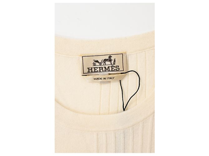 Kurzes Strickoberteil aus cremefarbener Baumwolle von Hermès Weiß Roh - Ansicht 9
