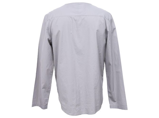 Camisa sin cuello de algodón gris Hermès - vista 3