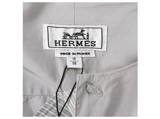 Camisa sin cuello de algodón gris Hermès - vista 4