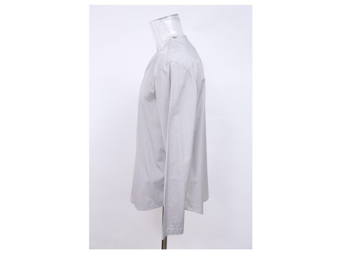 Camisa sin cuello de algodón gris Hermès - vista 7