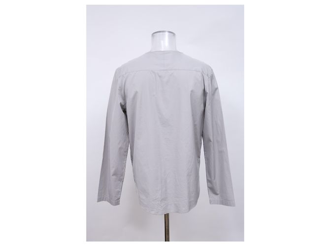 Camisa sin cuello de algodón gris Hermès - vista 8