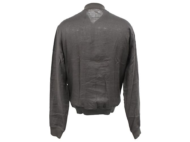 Jaqueta bomber com zíper Hermès em linho cinza - vista 3