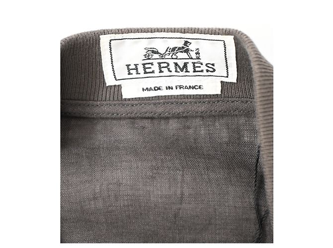 Jaqueta bomber com zíper Hermès em linho cinza - vista 9