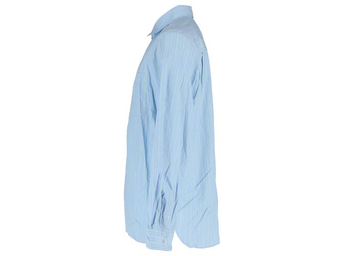 Apc Gestreifte A.P.C. Button-Down-Hemd aus blauer Baumwolle - Ansicht 2