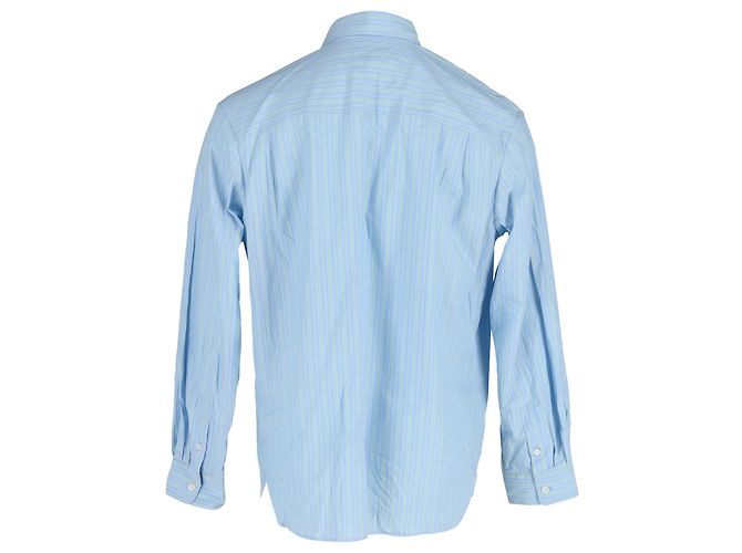 Apc Gestreifte A.P.C. Button-Down-Hemd aus blauer Baumwolle - Ansicht 3