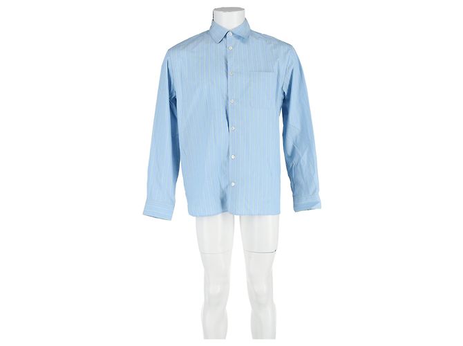 Apc Gestreifte A.P.C. Button-Down-Hemd aus blauer Baumwolle - Ansicht 4