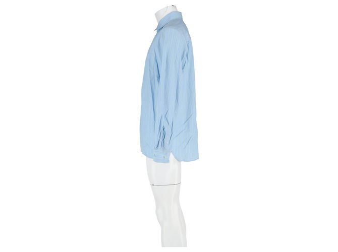 Apc Gestreifte A.P.C. Button-Down-Hemd aus blauer Baumwolle - Ansicht 5