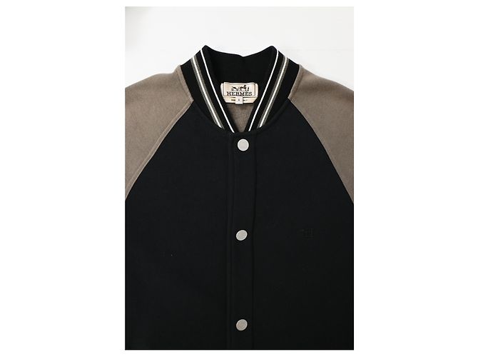 Giacca Varsity Hermès con tasche laterali in cotone nero e marrone Multicolore - vista 13