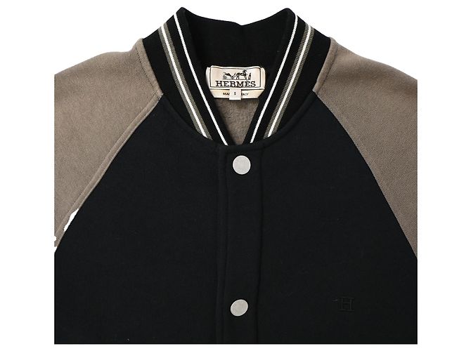 Giacca Varsity Hermès con tasche laterali in cotone nero e marrone Multicolore - vista 5