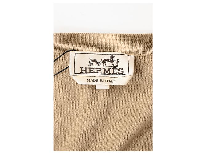 Cardigã abotoado Hermès em lã marrom - vista 9