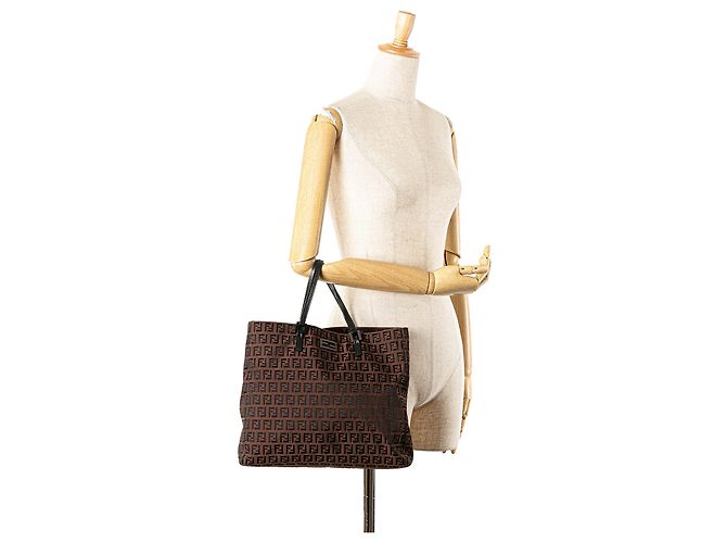 Fendi Braune Zucchino Canvas Tasche - Ansicht 13