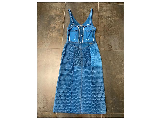 Vestido Marine Serre de denim de algodón estampado Moon Azul - vista 3