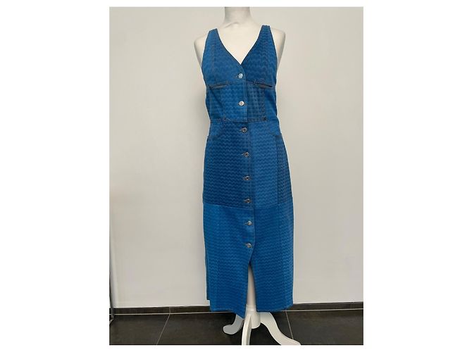Vestido Marine Serre de denim de algodón estampado Moon Azul - vista 4