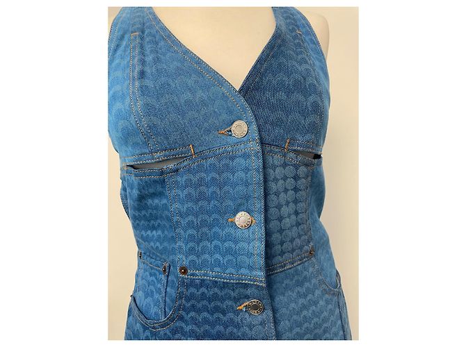 Vestido Marine Serre de denim de algodón estampado Moon Azul - vista 8