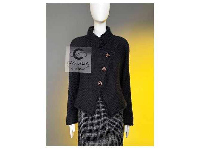 Chanel Neue Paris / Edinburgh Ikonische Schwarze Tartan Tweedjacke 38 FR - Ansicht 13