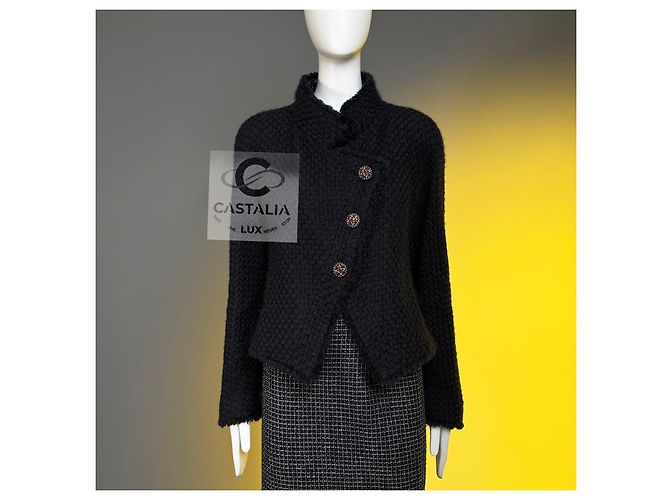 Chanel Neue Paris / Edinburgh Ikonische Schwarze Tartan Tweedjacke 38 FR - Ansicht 2
