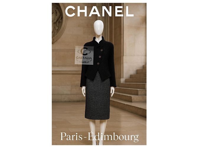 Chanel Neue Paris / Edinburgh Ikonische Schwarze Tartan Tweedjacke 38 FR - Ansicht 5