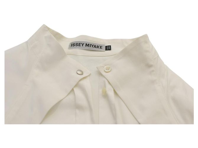 Issey Miyake Camisa Blanca de Algodón Plisado Talla 3 Blanco - vista 5