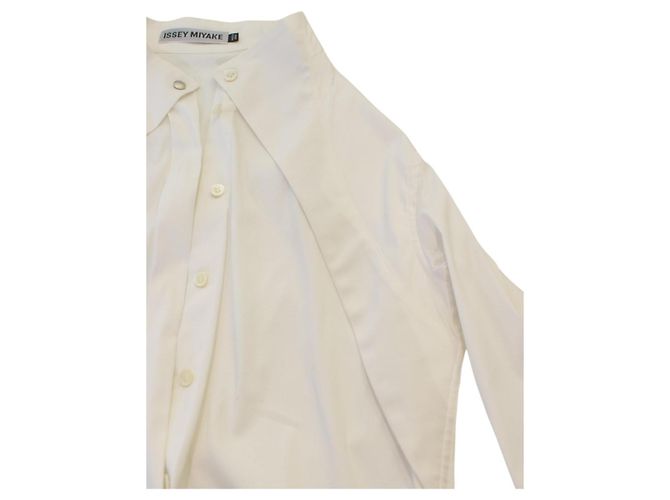 Issey Miyake Camisa Blanca de Algodón Plisado Talla 3 Blanco - vista 6
