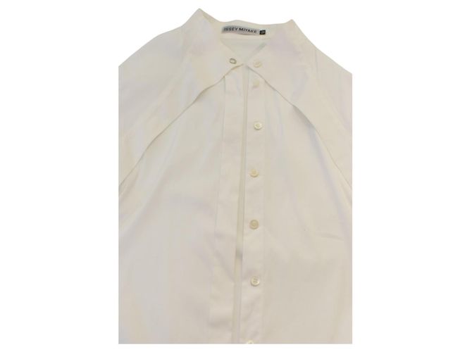 Issey Miyake Camisa Blanca de Algodón Plisado Talla 3 Blanco - vista 9