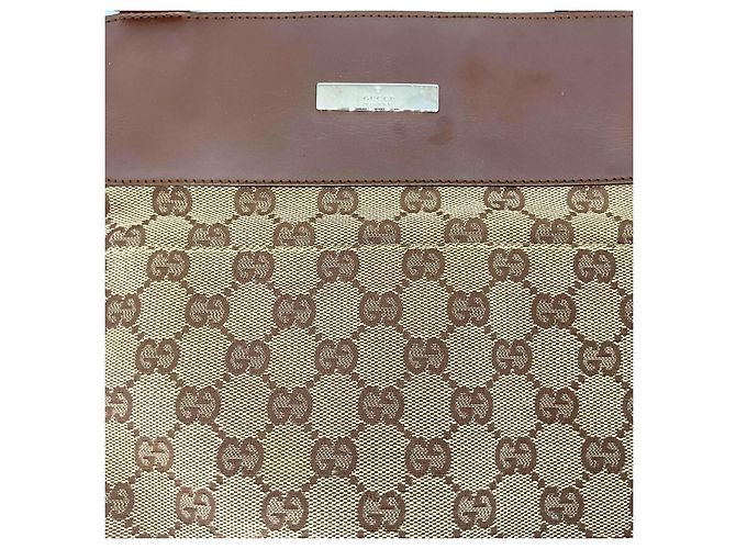 Borsa a spalla GUCCI GG classica in pelle beige e marrone – Stile 27639 Nero - vista 3