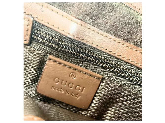 Borsa a spalla GUCCI GG classica in pelle beige e marrone – Stile 27639 Nero - vista 5