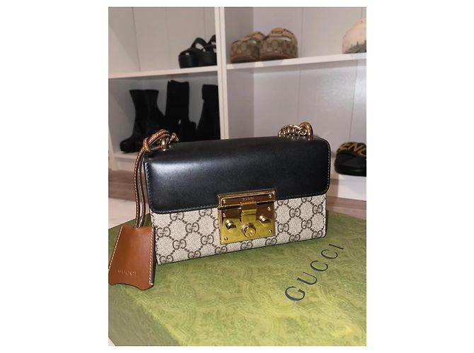Borsa Gucci Padlock Tela Supreme GG Nera Nero - vista 2