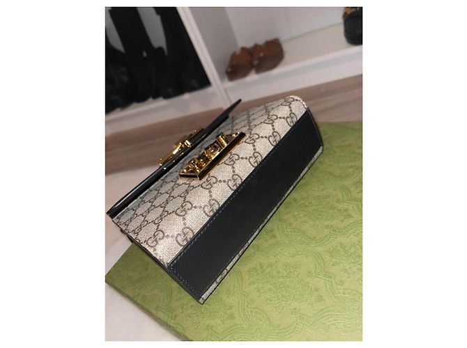 Borsa Gucci Padlock Tela Supreme GG Nera Nero - vista 7
